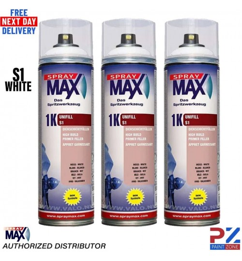 3X SPRAYMAX 680420 1K UNIFILL PRIMER AEROSOL 500ML - S1 WHITE